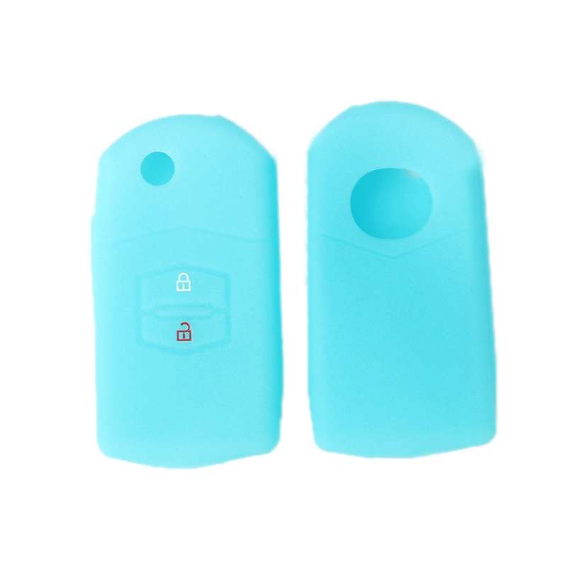 For Mazda M6/CX-5 2pcs Remote Control Folding 2 Button Silicone Case(Luminous Blue)