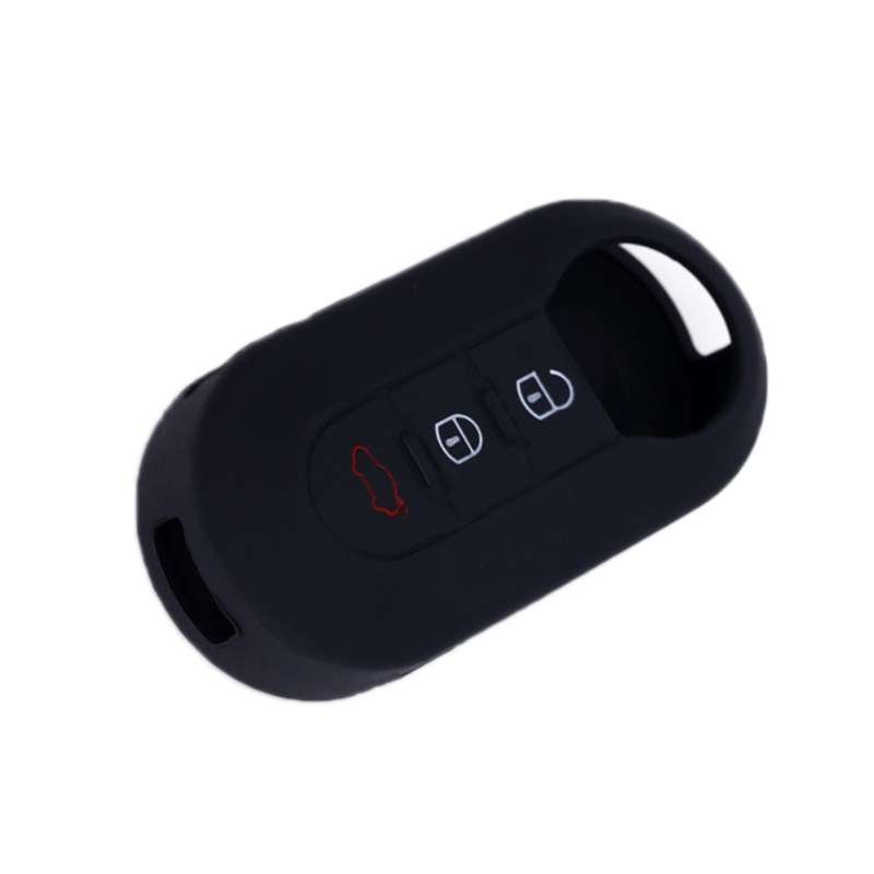 For Fiat 500 2pcs Folding 3 Button Remote Control Silicone Case(Black)