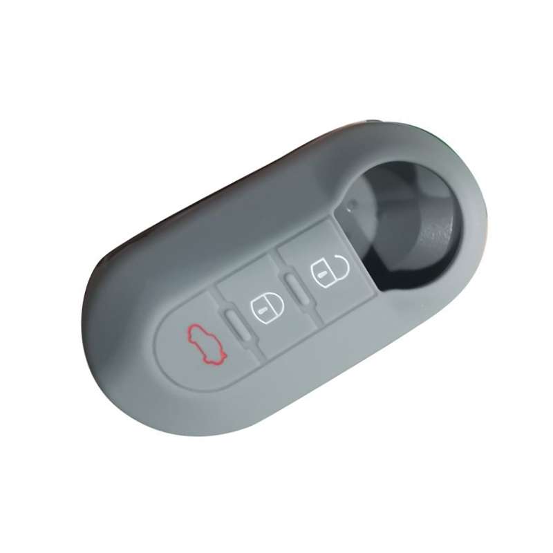 For Fiat 500 2pcs Folding 3 Button Remote Control Silicone Case(Gray)