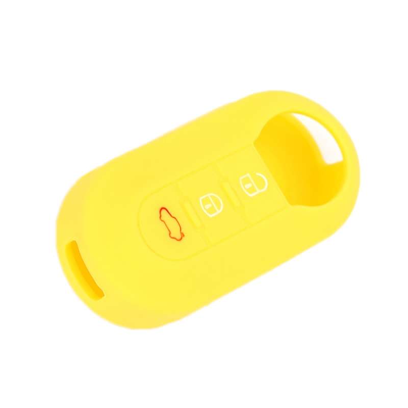 For Fiat 500 2pcs Folding 3 Button Remote Control Silicone Case(Yellow)