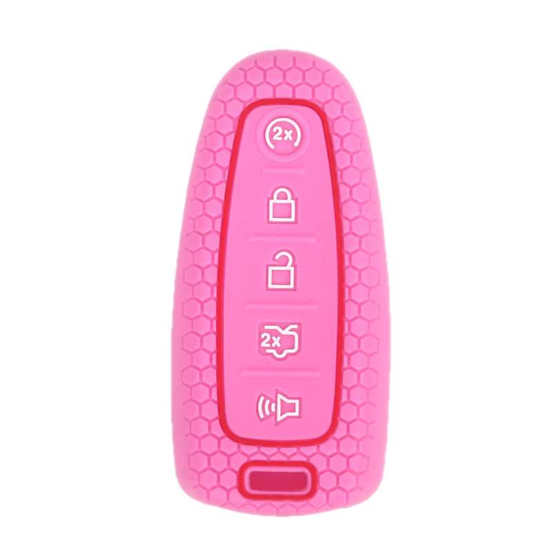 For Ford Edge/Explorer 2pcs 5-Button Key Silicone Case(Pink)