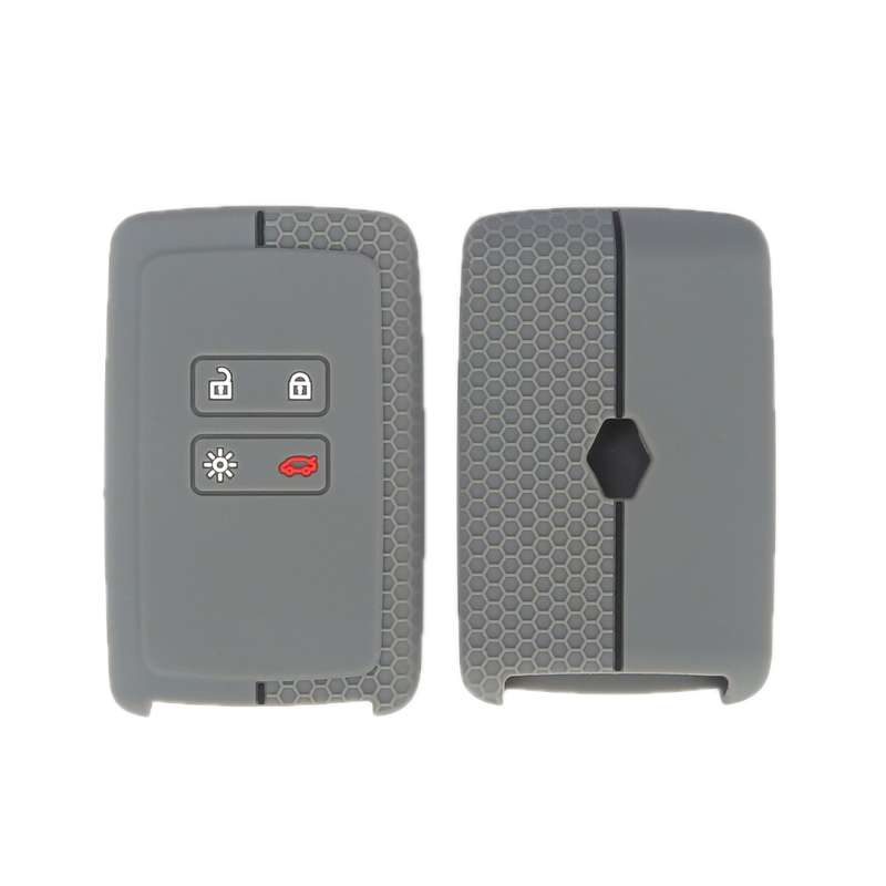 For Renault Koleos/Megane 2pcs 4 Button Honeycomb Pattern Silicone Key Cover(Dark Gray Black Line)
