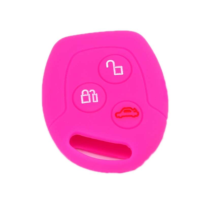 For Ford Transit/Focus 2pcs 3-Button Silicone Key Protector(Rose Red)