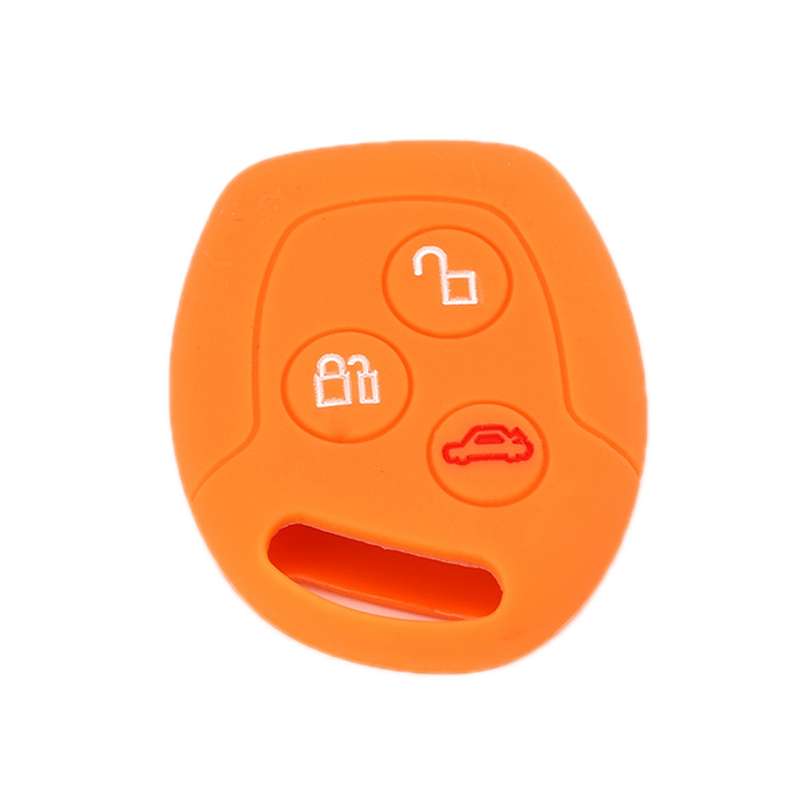 For Ford Transit/Focus 2pcs 3-Button Silicone Key Protector(Orange)