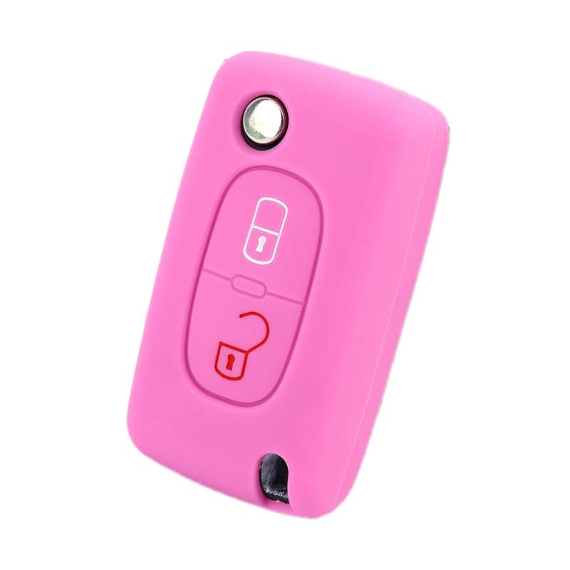 2pcs Car Key Cover for Peugeot 206/207/4008/3008 Citroen Sega/Triumph/C5(Pink)