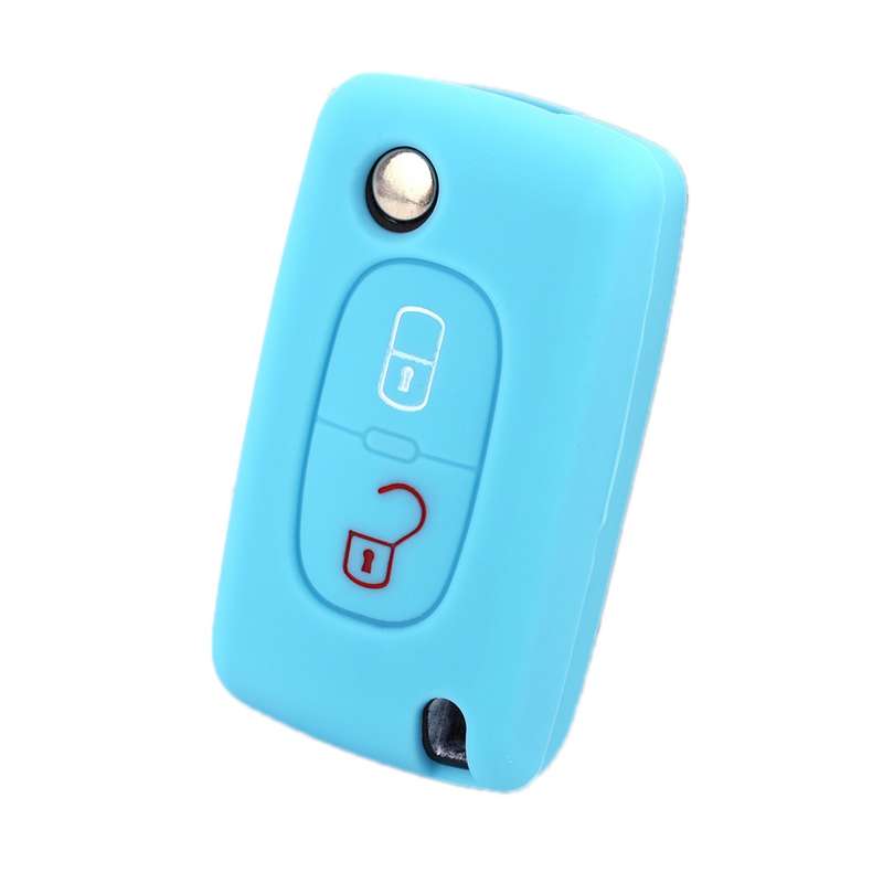 2pcs Car Key Cover for Peugeot 206/207/4008/3008 Citroen Sega/Triumph/C5(Luminous Green)