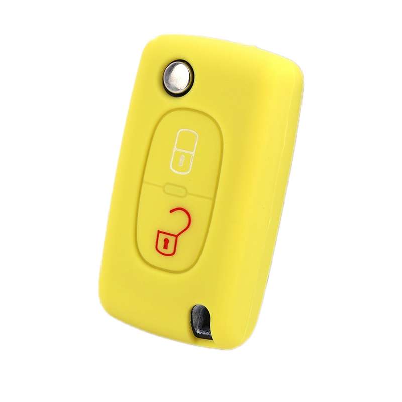 2pcs Car Key Cover for Peugeot 206/207/4008/3008 Citroen Sega/Triumph/C5(Yellow)