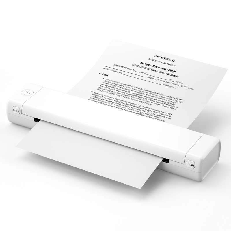 M08F Bluetooth Wireless Handheld Portable Thermal Printer(White Orange A4 Version)