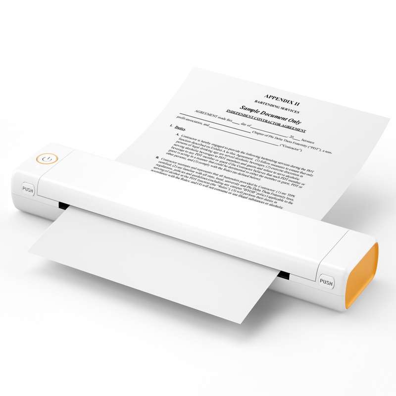 M08F Bluetooth Wireless Handheld Portable Thermal Printer(White Orange A4 Version)