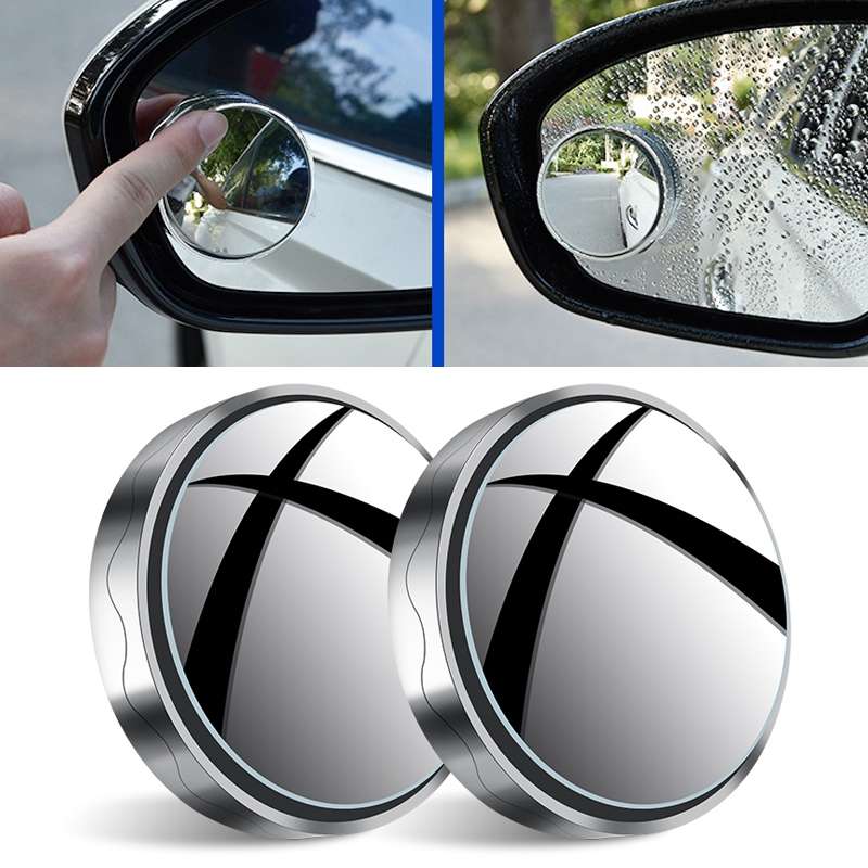 1pair Reversing Mirror Small Round Mirror HD Large View Suction Cup Blind Spot Mirror(Silver)