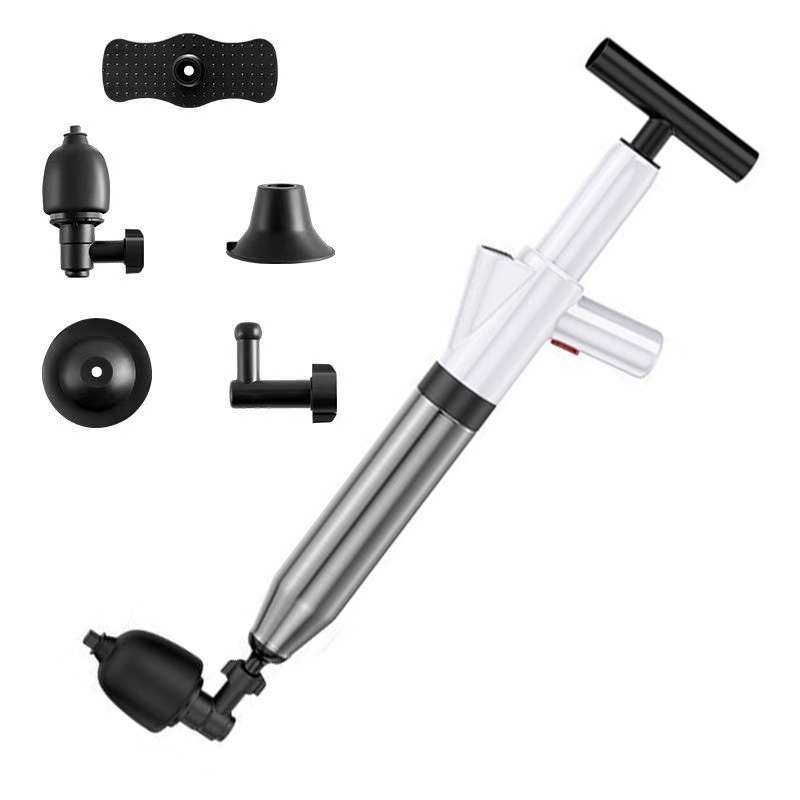 Toilet Pipe Dredger Toilet Sewer Floor Drain Clogged Household High Pressure Pneumatic Tool(Black)