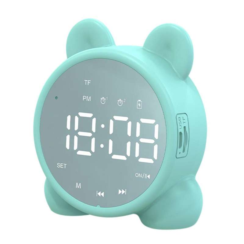 P1 Mini Card Mirror Clock Wireless Bluetooth Speaker with FM Radio(Pink)