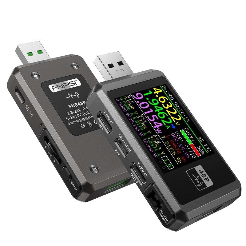 FNIRSI FNB48P USB Mobile Phone DC Power Charger Detector, Color: Without Bluetooth Black