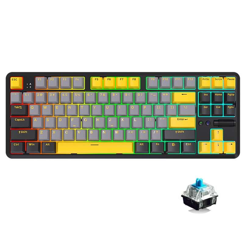 Ajazz K870T Pro 87 Keys Three Mode Wireless/Bluetooth/Wired Pluggable RGB Mechanical Keyboard Green