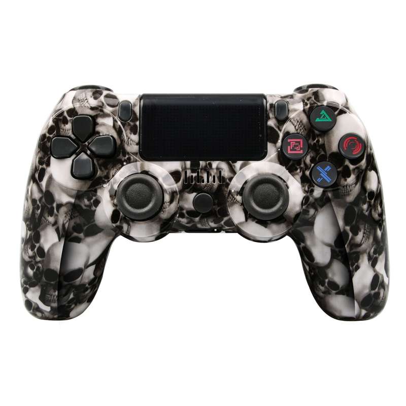 For PS4 Wireless Bluetooth Game Controller With Light Strip Dual Vibration Game Handle(Flame)