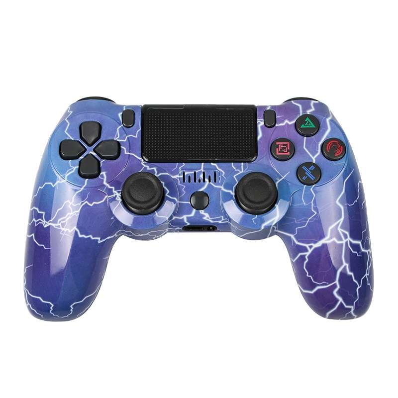 For PS4 Wireless Bluetooth Game Controller With Light Strip Dual Vibration Game Handle(Flame)