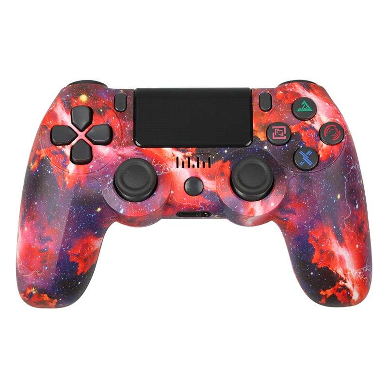 For PS4 Wireless Bluetooth Game Controller With Light Strip Dual Vibration Game Handle(Flame)