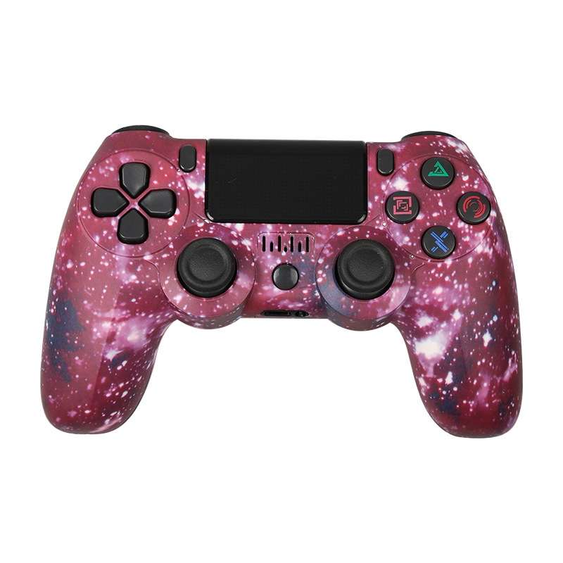 For PS4 Wireless Bluetooth Game Controller With Light Strip Dual Vibration Game Handle(Flame)