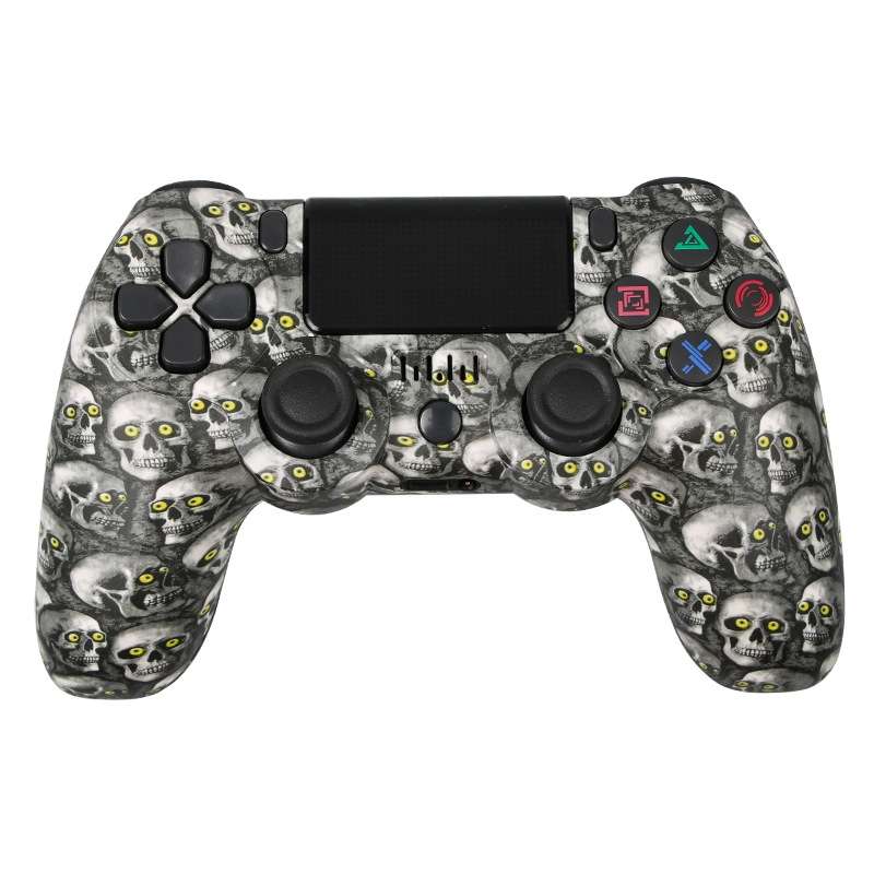 For PS4 Wireless Bluetooth Game Controller With Light Strip Dual Vibration Game Handle(Flame)