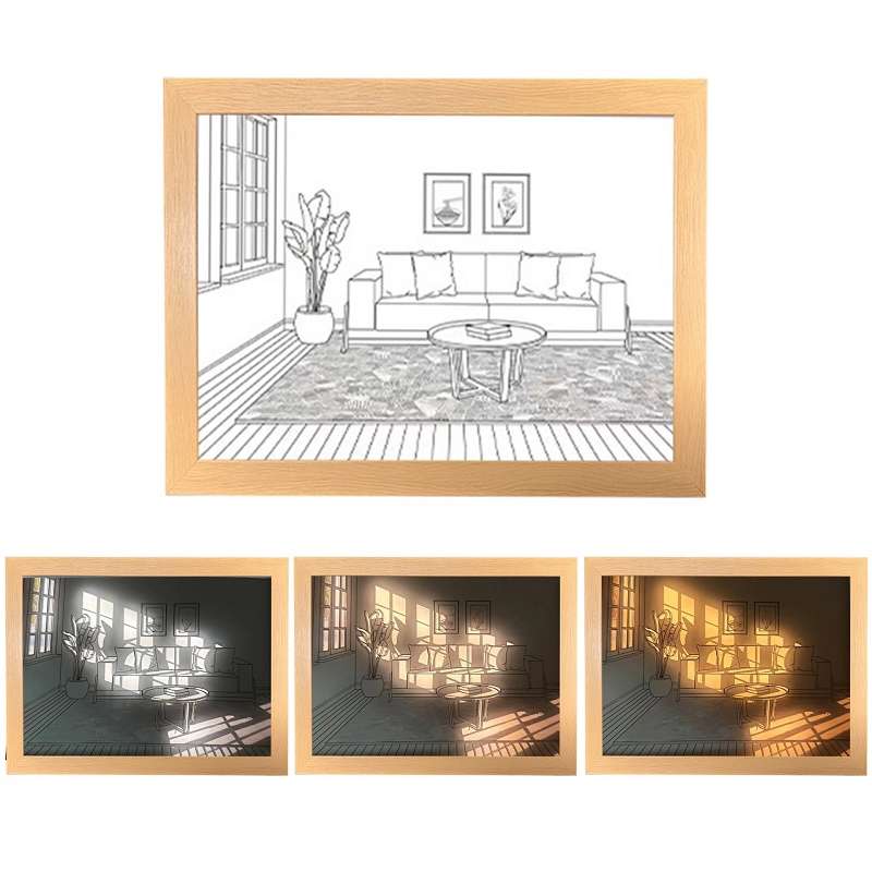 Three-Color Lighting Bedroom Bedside LED Luminous Decorative Painting, Size: Small(Beach)