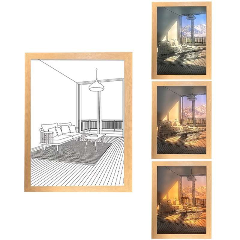 Three-Color Lighting Bedroom Bedside LED Luminous Decorative Painting, Size: Small(Beach)