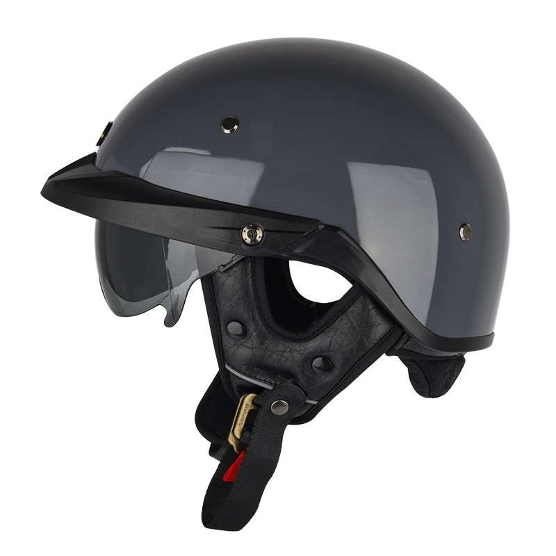 SOMAN Motorcycle Half Helmet Adjustable Helmet With Inner Mirror, Size: XXL(Cement Gray)