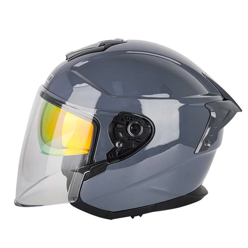 SOMAN Motorcycle Electric Bicycle Dual Lens Riding Helmet, Size: XL(Cement Gray)