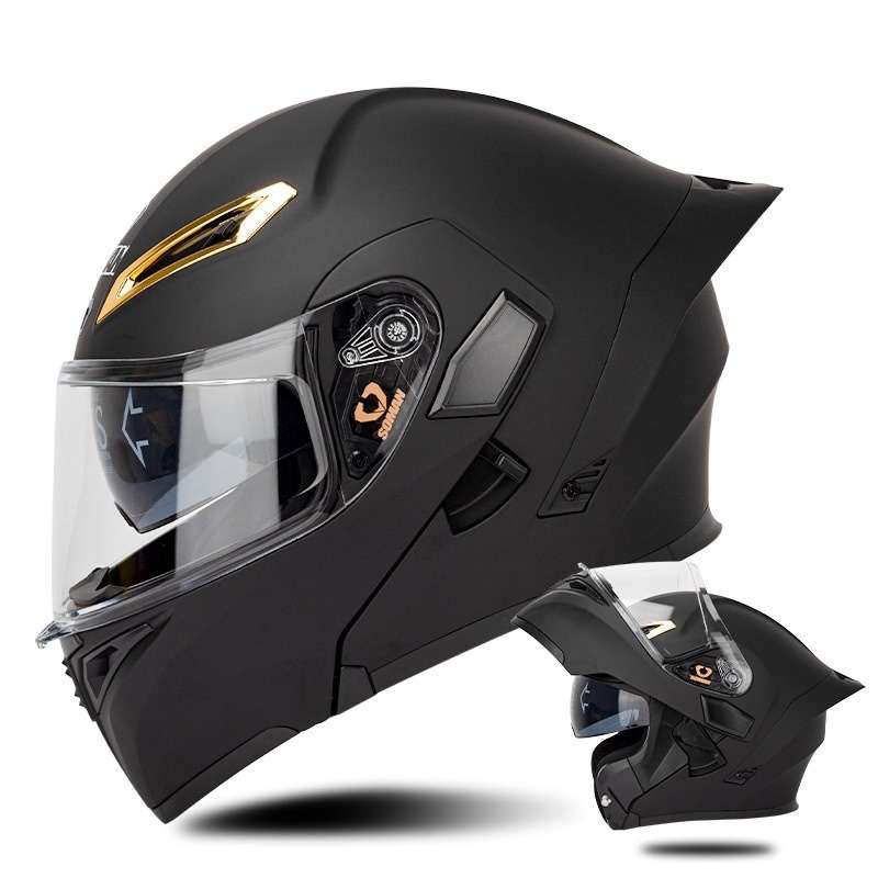 SOMAN Motorcycle Dual Lens Riding Peel-Off Full Coverage Helmet, Size: XL(Matt Black)