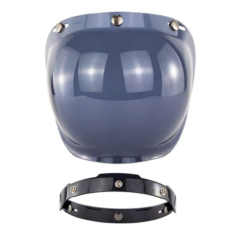 Motorcycle Helmet Three-Button Windproof Lens With Bracket(Dark Tea)