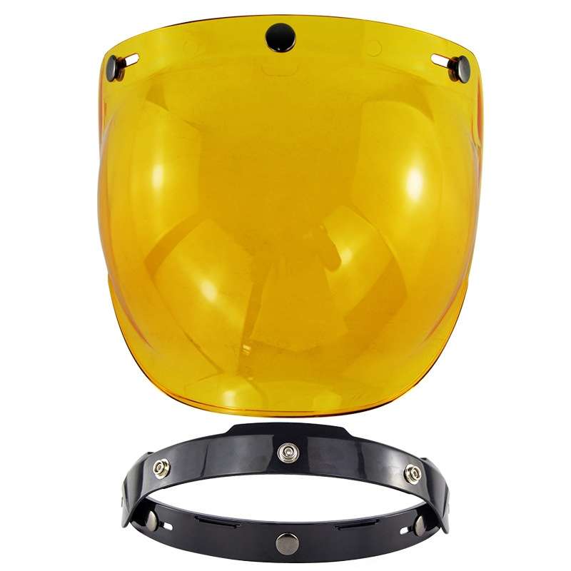 Motorcycle Helmet Three-Button Windproof Lens With Bracket(Amber)