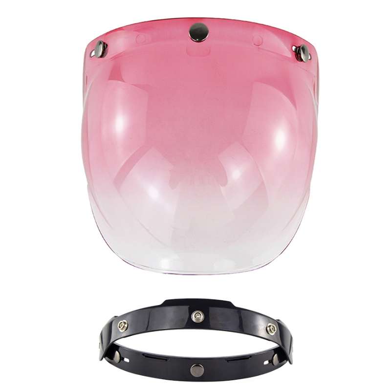 Motorcycle Helmet Three-Button Windproof Lens With Bracket(Pink)