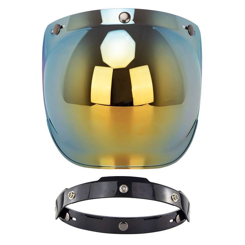 Motorcycle Helmet Three-Button Windproof Lens With Bracket(Gold)