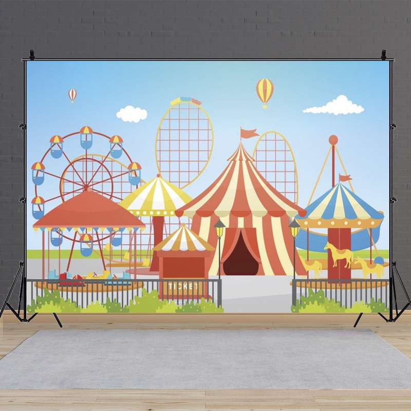 150 x 100cm Circus Amusement Park Ferris Wheel Photography Background Cloth(MDA21565)