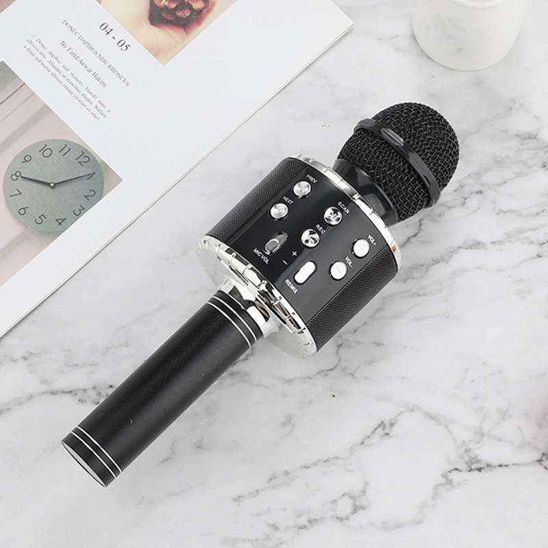 WS-858L LED Light Flashing Wireless Capacitance Microphone Comes With Audio Mobile Phone Bluetoon Li