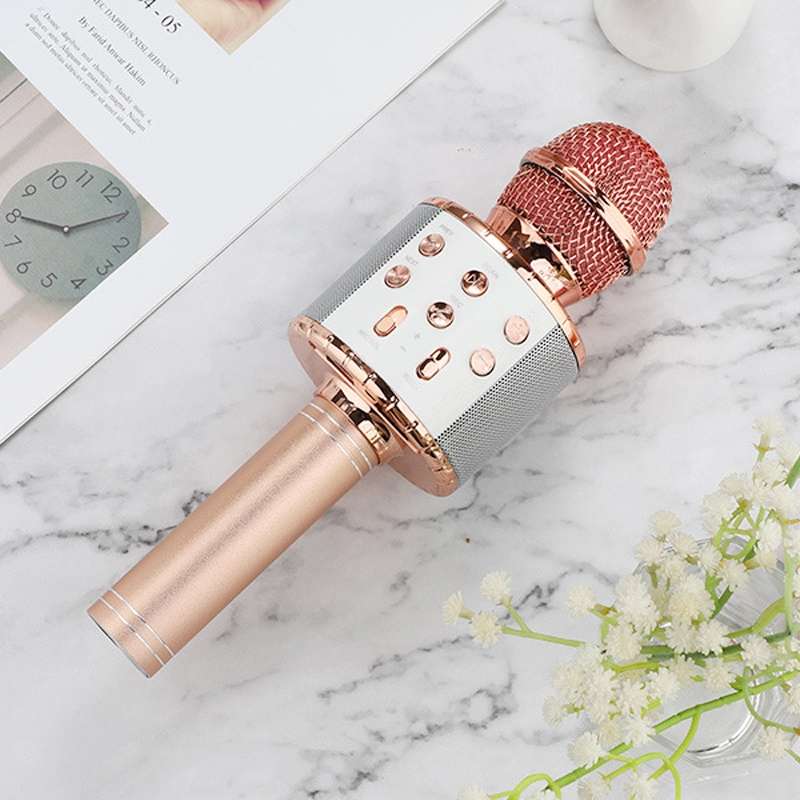 WS-858L LED Light Flashing Wireless Capacitance Microphone Comes With Audio Mobile Phone Bluetoon Li