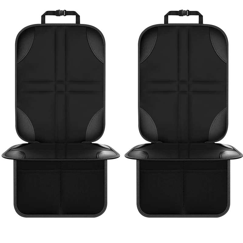 2pcs Child Car Seat Protector Non-Slip Base Material + Waterproof 600D Fabric(Black Line)