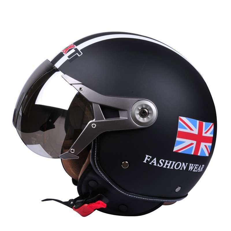 GXT Electric Vehicle Half Cover Helmet Four Seasons Retro Helmet, Size: M(Matte Black Flower)