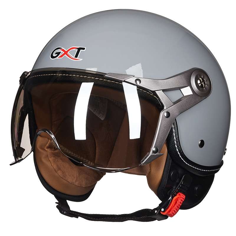 GXT Electric Vehicle Half Cover Helmet Four Seasons Retro Helmet, Size: M(Cement Gray)