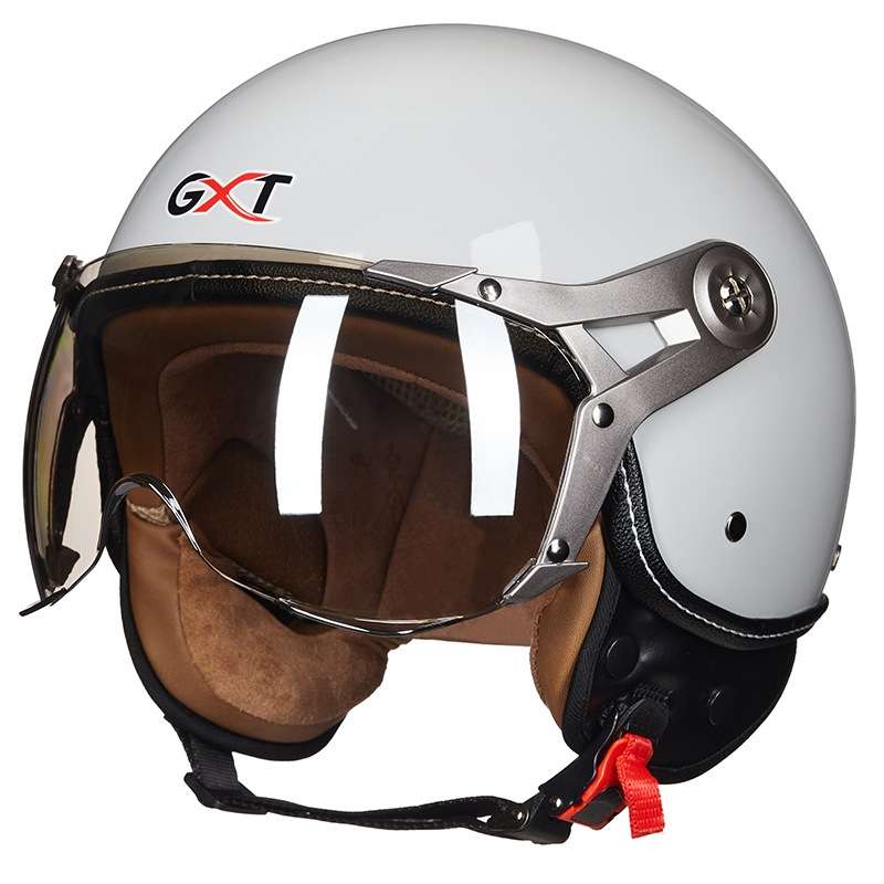 GXT Electric Vehicle Half Cover Helmet Four Seasons Retro Helmet, Size: XL(Cold Gray)