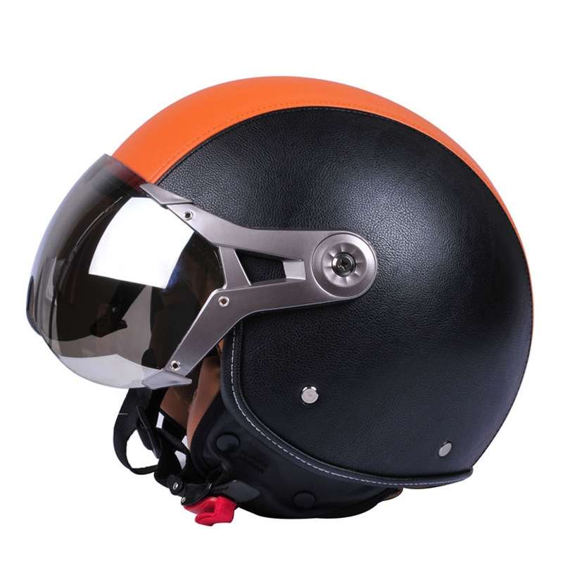 GXT Electric Vehicle Half Cover Four Seasons Retro Helmet, Size: XL(Black Orange)