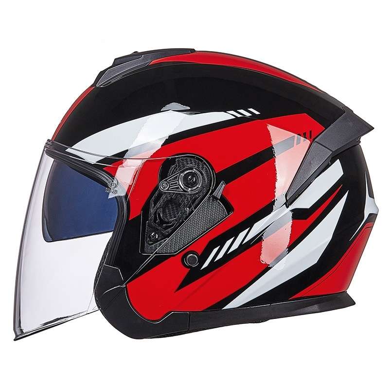 GXT Electric Vehicle Four Seasons Sun Protection & Windshield Double Lens Helmet, Size: M(Bright Bla