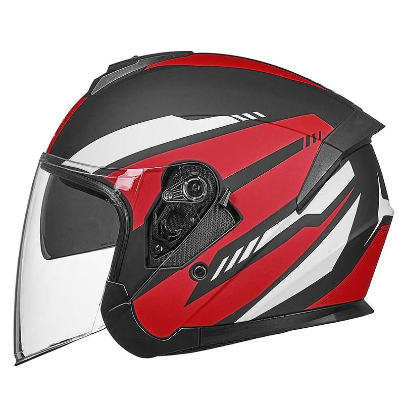 GXT Electric Vehicle Four Seasons Sun Protection & Windshield Double Lens Helmet, Size: M(Matt Black