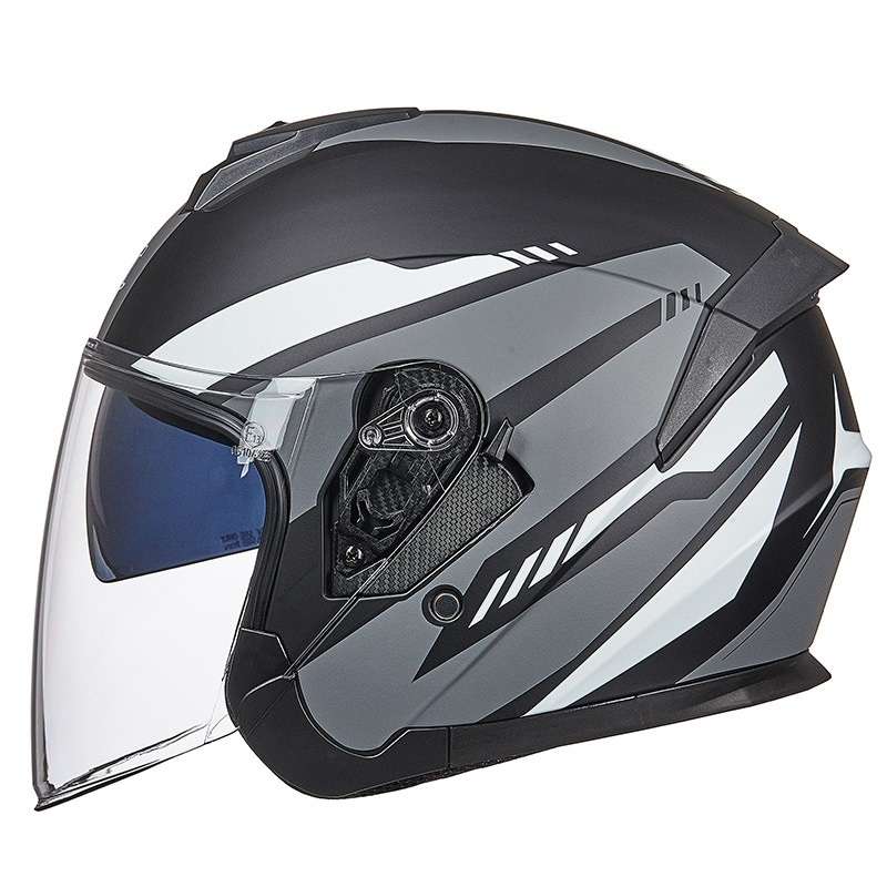 GXT Electric Vehicle Four Seasons Sun Protection & Windshield Double Lens Helmet, Size: M(Matt Black