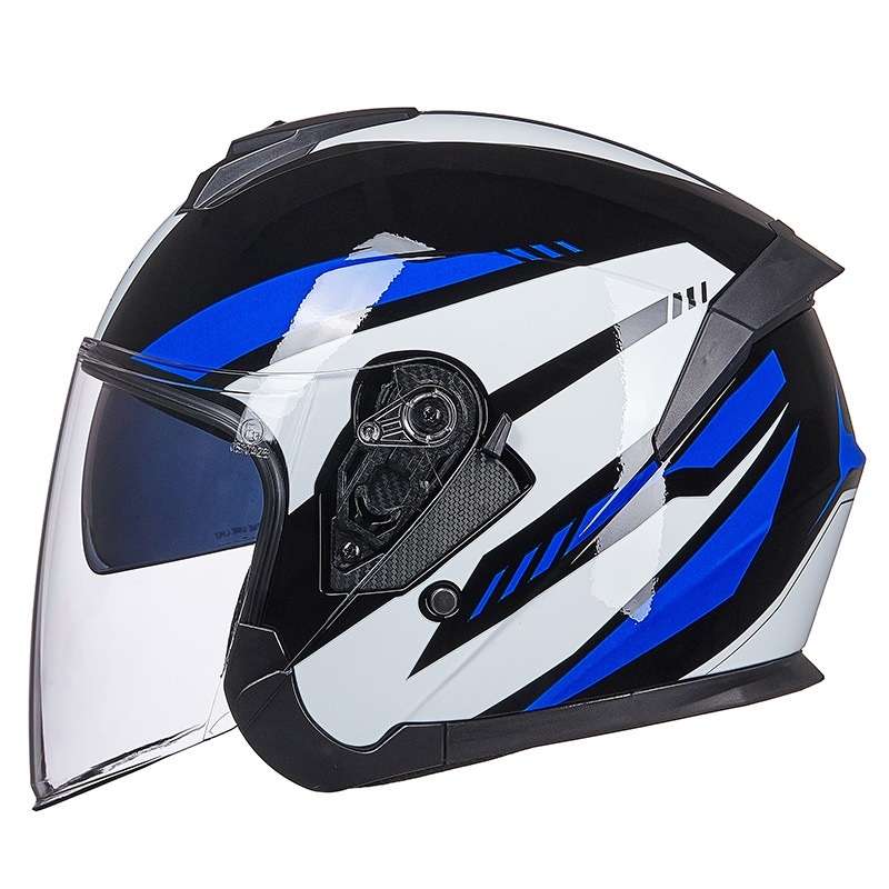 GXT Electric Vehicle Four Seasons Sun Protection & Windshield Double Lens Helmet, Size: M(Bright Bla
