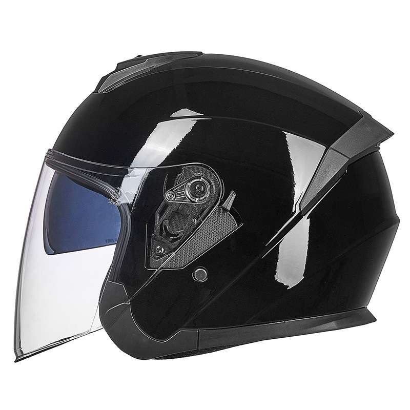 GXT Electric Vehicle Four Seasons Sun Protection & Windshield Double Lens Helmet, Size: M(Bright Bla