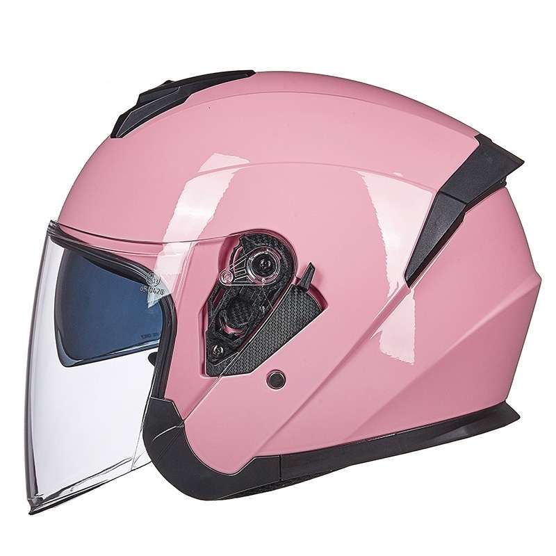 GXT Electric Vehicle Four Seasons Sun Protection & Windshield Double Lens Helmet, Size: M(Light Pink
