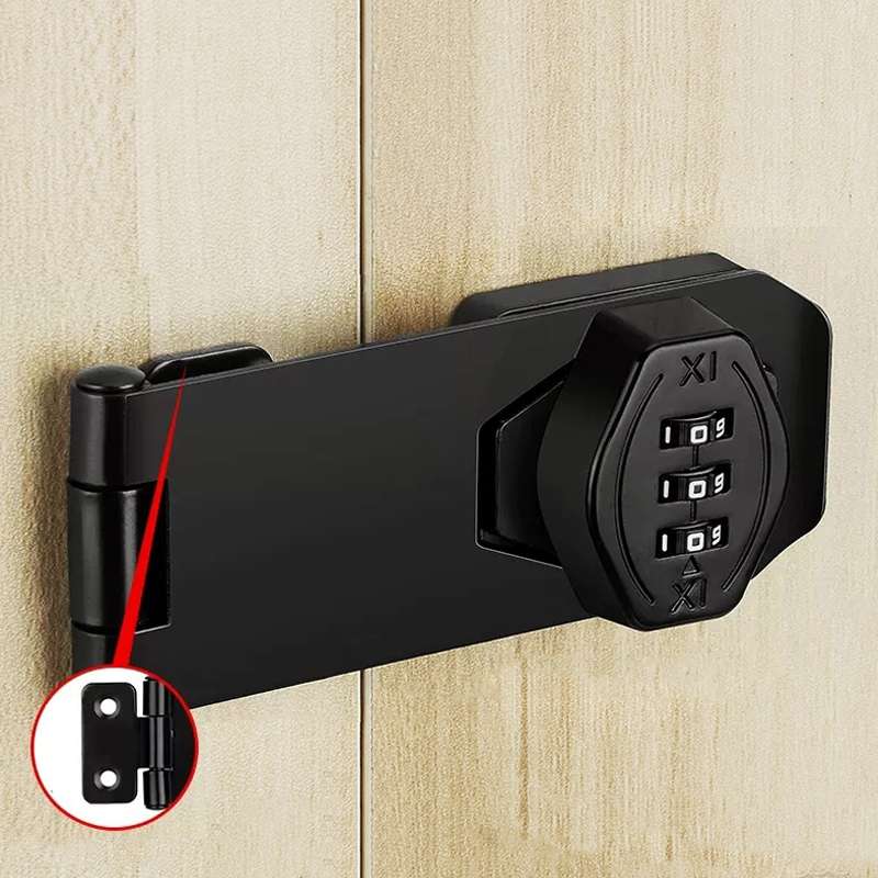 Screw Installation Cabinet Door Combination Lock Anti-Theft Drawer Lock, Style: Two Hole 3 inch Blac