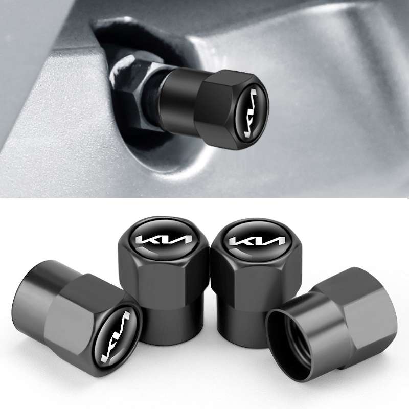 3sets/12pcs For KIA KN Car Tire Valve Core Decorative Metal Cap(Black)