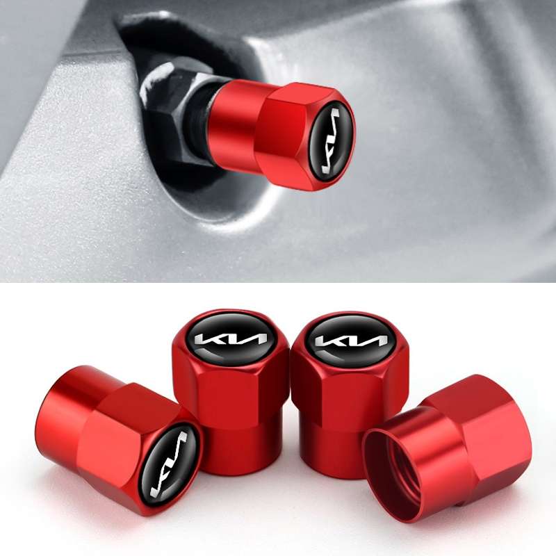 3sets/12pcs For KIA KN Car Tire Valve Core Decorative Metal Cap(Red)