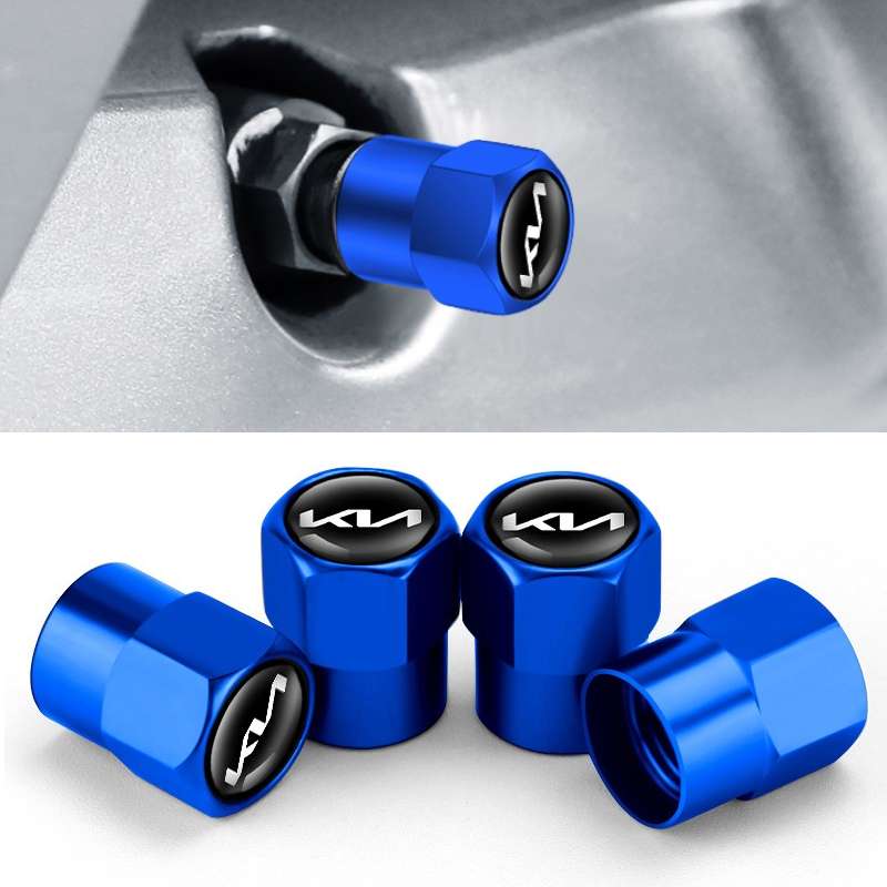 3sets/12pcs For KIA KN Car Tire Valve Core Decorative Metal Cap(Blue)